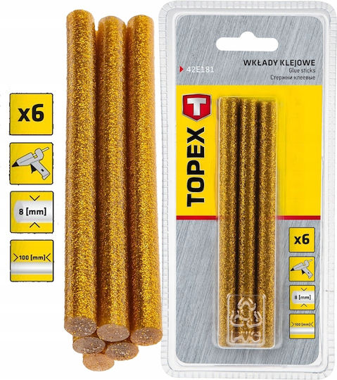 8 Mm Glue Refills Gold Glitter 6 Pcs