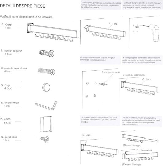 Uscătoare De Rufe Pliere De Perete 84cm