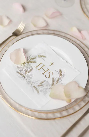Communion Napkins Ihs Gold 33x33cm 12pcs
