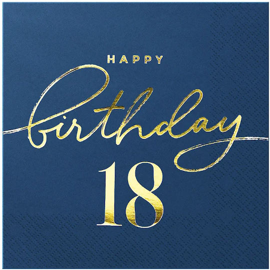 Happy Birthday Napkins 18th Birthday 33x33cm 10pcs