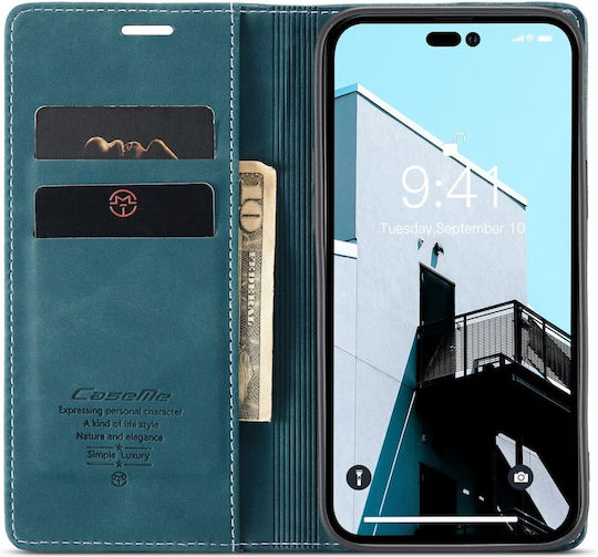 Caseme 013 Iphone 14 Pro Max Retro Leather Θήκη Βιβλίο Blue