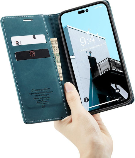 Caseme 013 Iphone 14 Pro Max Retro Leather Θήκη Βιβλίο Blue