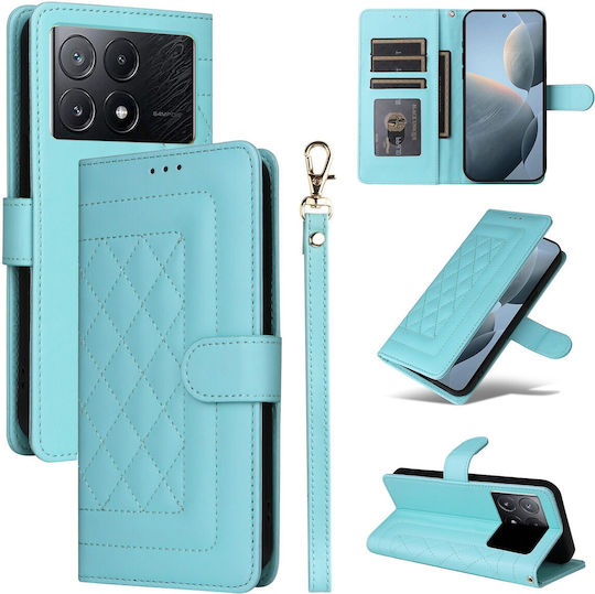 Tel1 Xiaomi Poco X6 Pro 5g Diamond Lattice Flip Θήκη Βιβλίο Mint Green