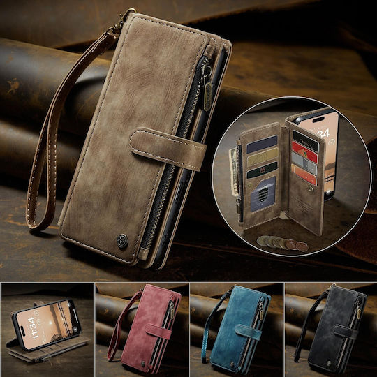 Caseme C30 Iphone 17 Pro Max Card Slots Zipper Wallet Leather Case Brown