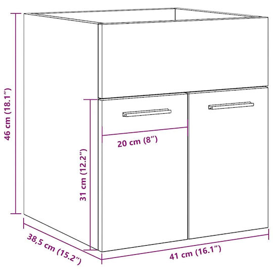 vidaXL Πάγκος χωρίς Νιπτήρα Μ41xΒ38.5xΥ46cm Γκρι