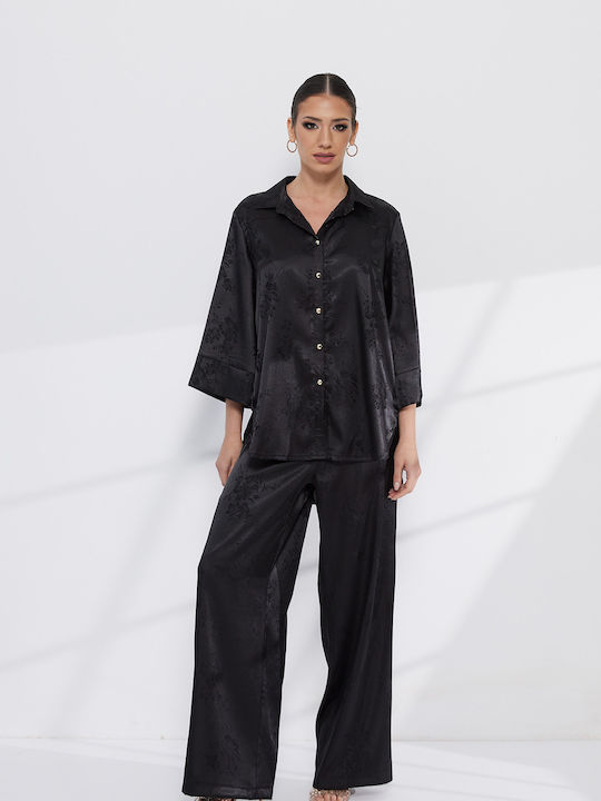 Women's Floral Texture Set with Floral Trousers