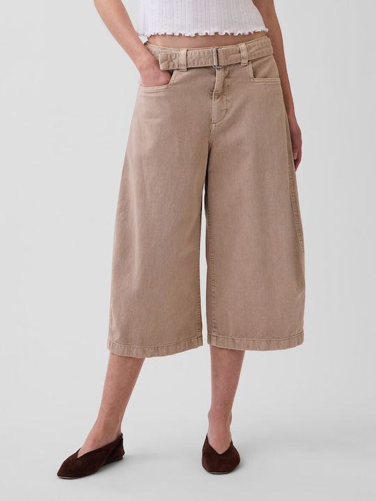 Women's Fabric Capri Trousers Wicker Tan