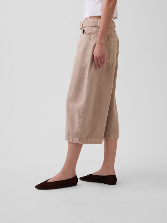 Women's Fabric Capri Trousers Wicker Tan