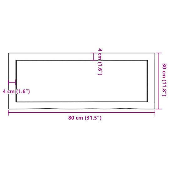 vidaXL Countertop without Sink L80xW30xH4cm Coffee