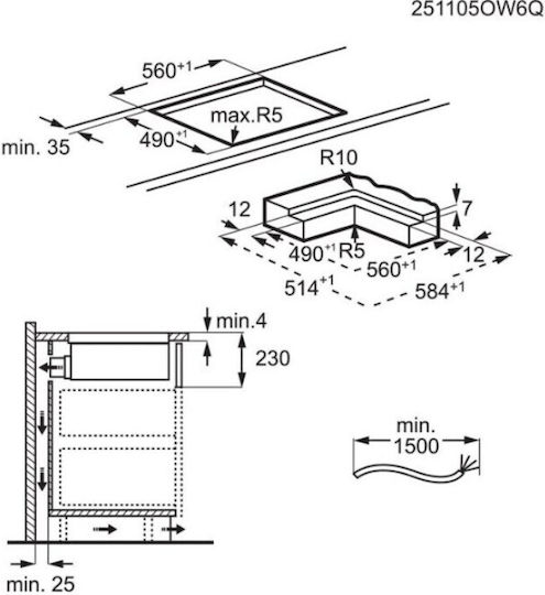 AEG 6000 ExtractorHob Combo Induktion Autonom Kochfeld mit Kapuze & Sperrmodus 58x51cm