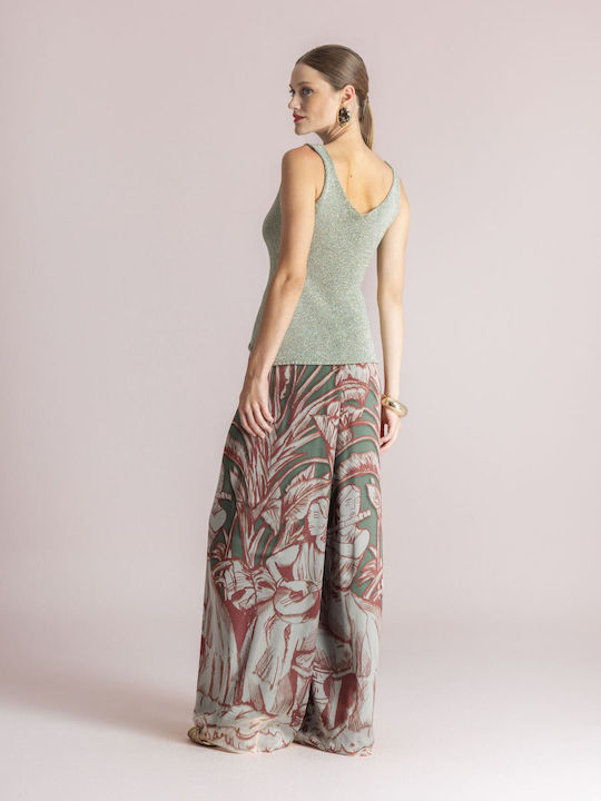 Damenhose mit Gummiband Blumenmuster Blumen