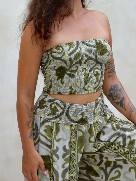 Damen Stoffhose mit Gummiband Azteque Khaki