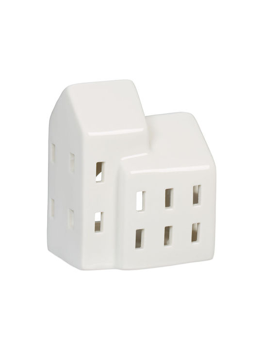 Relaxdays Cute Porcelain House Windows White 9.5x6x7.5 Cm