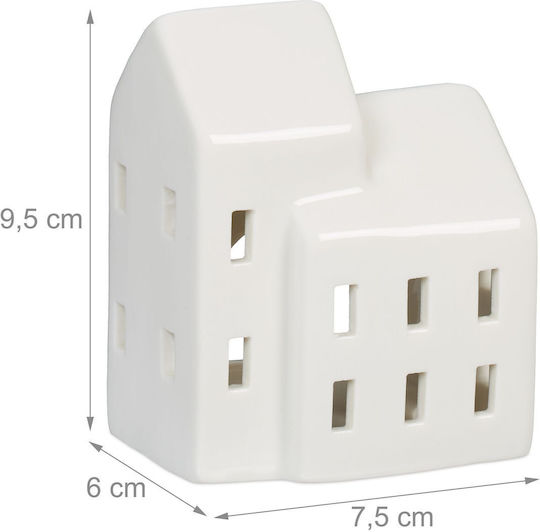 Relaxdays Сладки Порцеланови Къщни Прозорци Бели 9.5x6x7.5 См