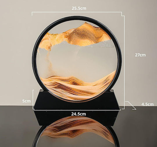Decor Pentru Masă Tip Clepsidră Arvada Minimaluxe Sticlă/Nisip 3D Negru Portocaliu