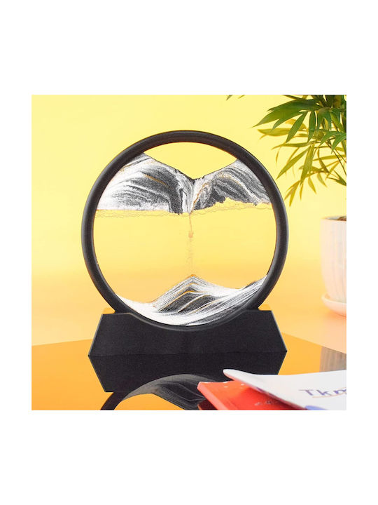 Decor De Birou Clepsidră Arvada Minimaluxe Sticlă Nisip 3d 18x19.5 Cm Alb Negru