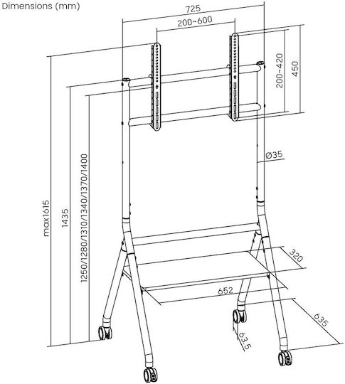 Brateck TTF13E-46FW TV Floor Mount up to 86" and 80kg Silver