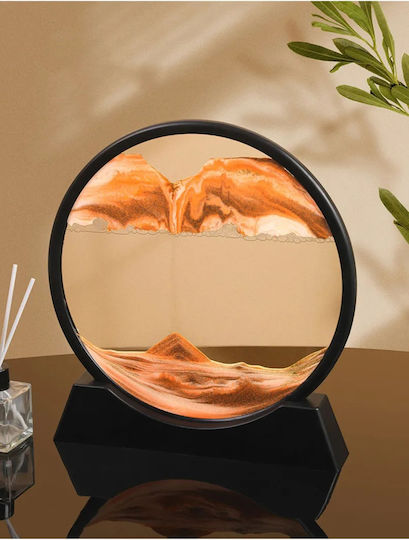 Decor Pentru Masă Tip Clepsidră Arvada Minimaluxe Sticlă/Nisip 3D Negru Portocaliu