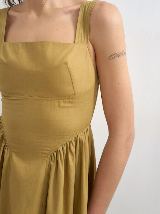 Sommer Midi Damenkleid Khaki