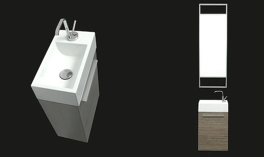 FT21.040.001GO Countertop with Sink & Mirror L40xW22xH52cm G-oak