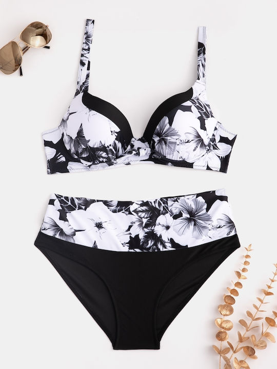 Set Costume De Baie Floral Mărime 3XL Negru Plus Size Set Costume De Baie Floral Mărime 3XL Negru Plus Size