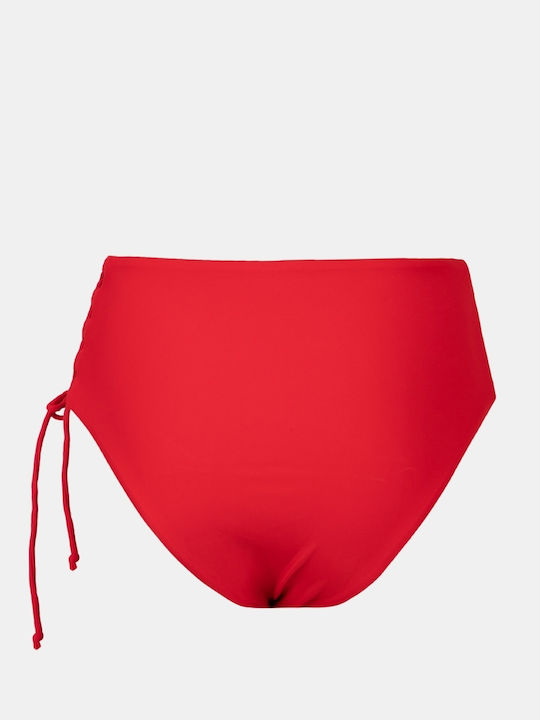 Set Bikini Strapless Hohe Taille Rot Größe S Rot