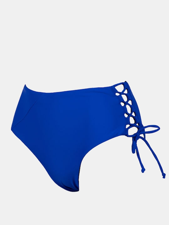 Set Bikini Strapless Hohe Taille Blau Größe S Blau