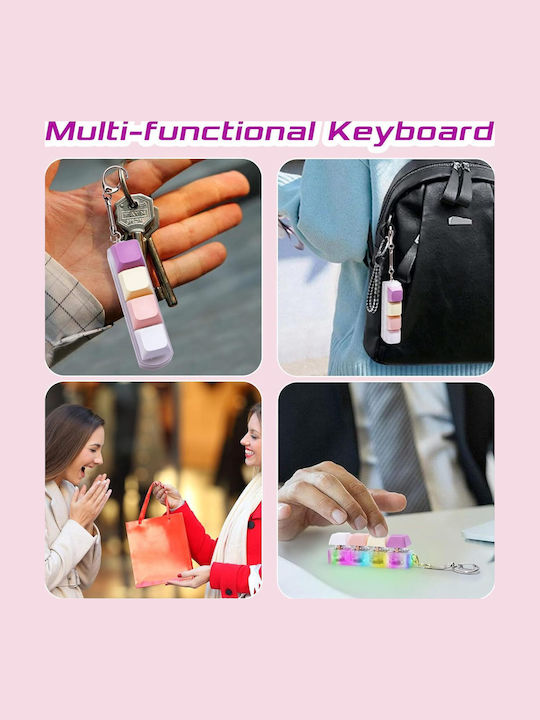 Keyboard Button Design Fidget Stress Relief Keychain Led Light 4 Buttons 2 Τμχ