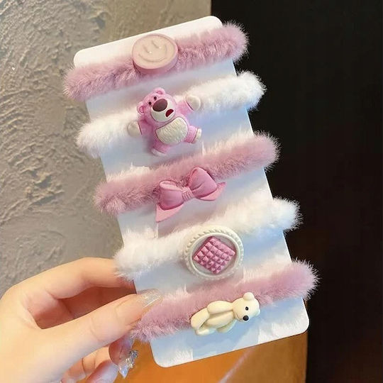 Ecarla Set 5-in-1 Hair Scrunchies White Pink Ogum175