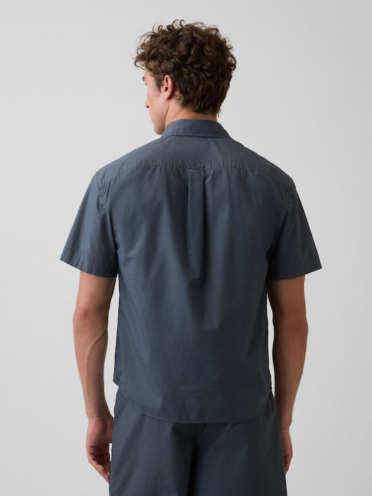 Short Sleeve Cotton Shirt Deep Sailor Blue