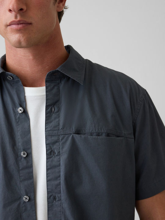 Short Sleeve Cotton Shirt Deep Sailor Blue