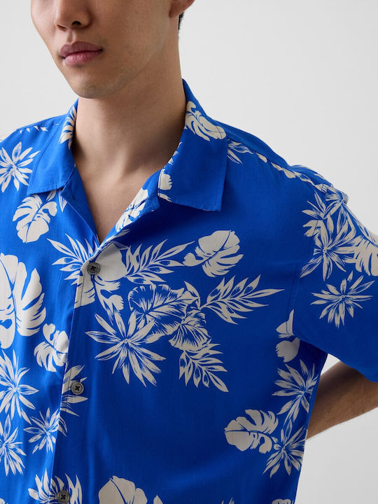 Short Sleeve Shirt Floral Blue Floral