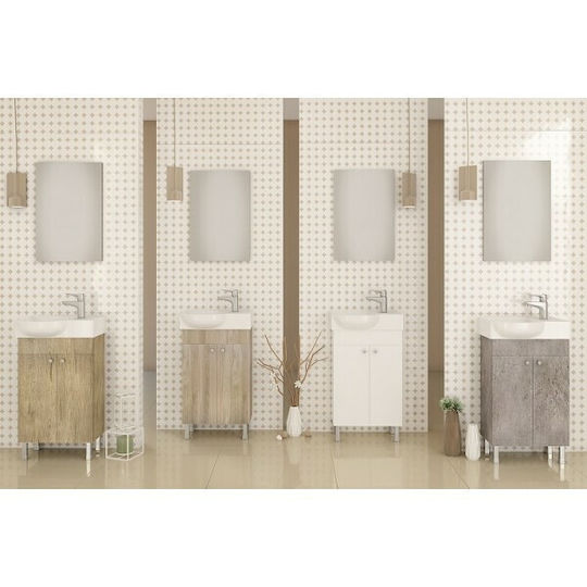 Drop Litos 45 Countertop with Sink & Mirror L45xW25.5xH60cm Brown Oak