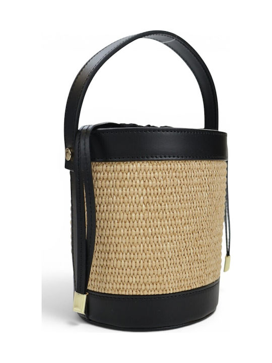 Leather Women's Drawstring Bag Beige