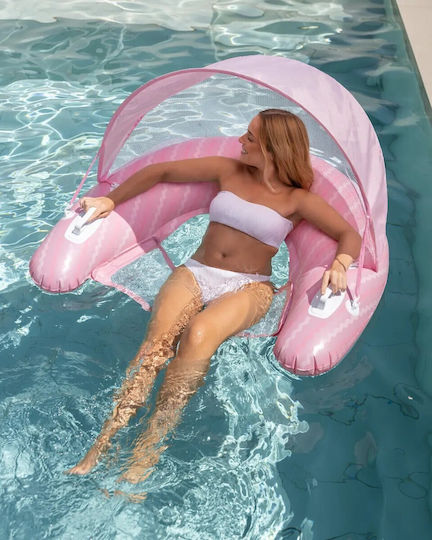 Flamingueo Σωσίβιο Swimtrainer με Διάμετρο 125εκ. και Σκίαστρο Ροζ