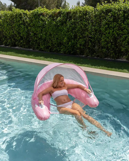 Flamingueo Σωσίβιο Swimtrainer με Διάμετρο 125εκ. και Σκίαστρο Ροζ