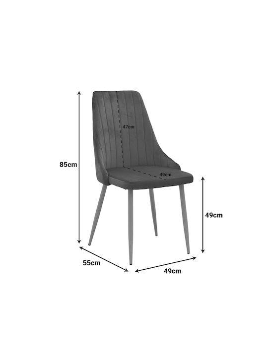 Azori Dining Chairs Metallic Black 2pcs 49x55x85cm