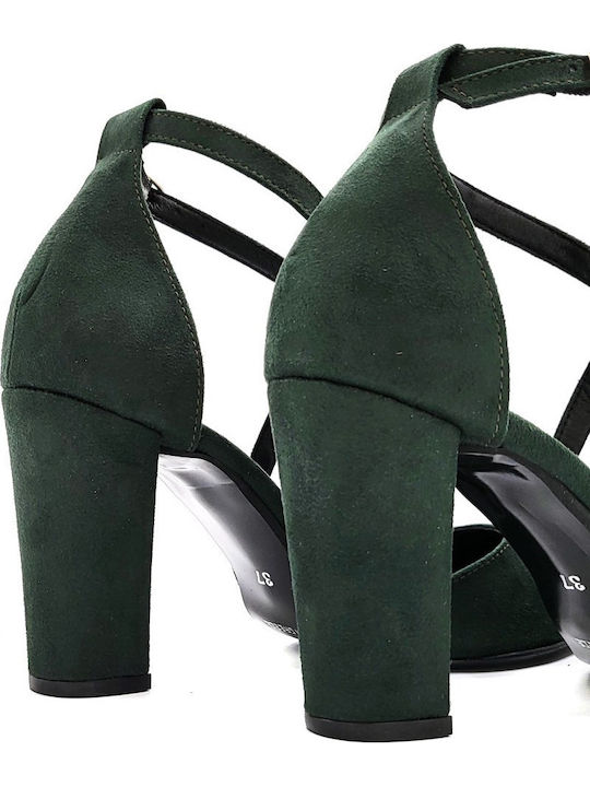 Suede Heels with Strap Green