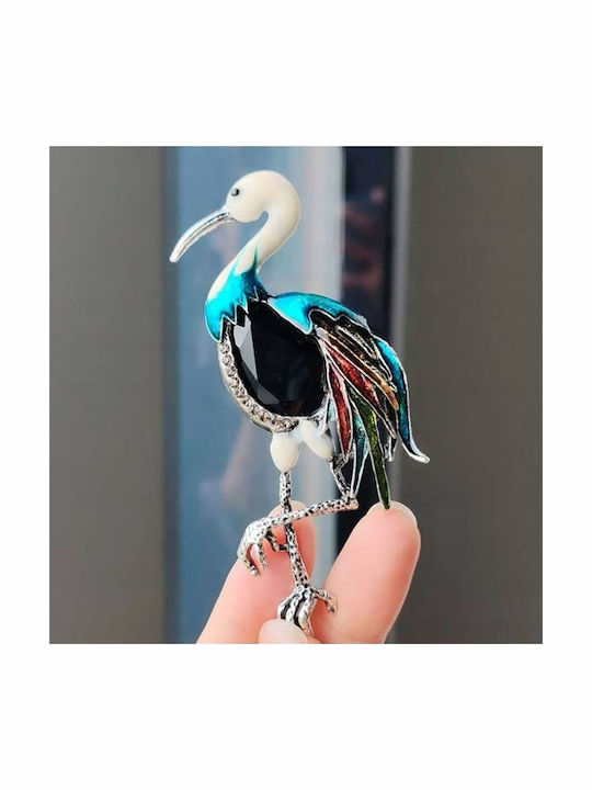 Ecarla Crystal Brooch Colorful Crane Bz162