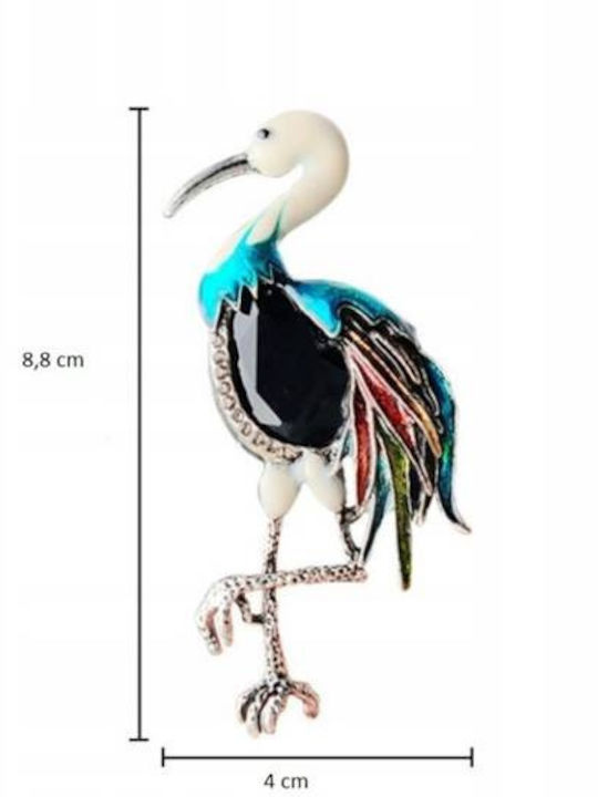 Ecarla Crystal Brooch Colorful Crane Bz162