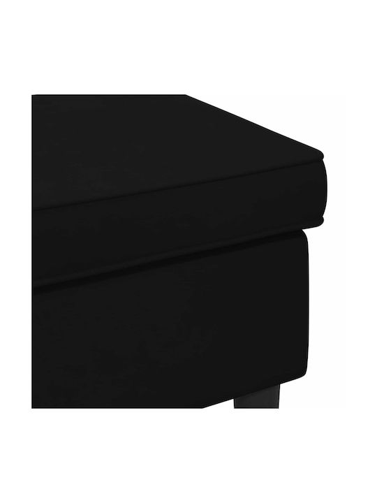 Velvet Upholstered Black Footstool 55x35x41cm