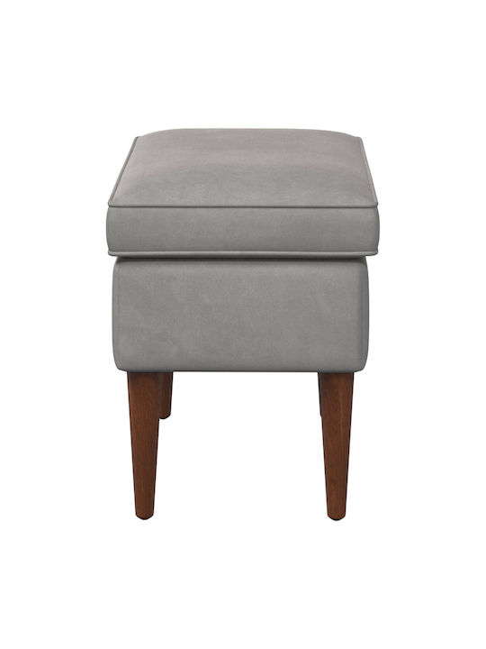 Velvet Upholstered Footstool Light Gray 55x35x41cm