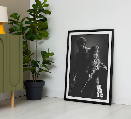 Gaming Poster Last Us Joel & Ellie Gm2391 40cm X 50cm Frame Natural Wooden Beige