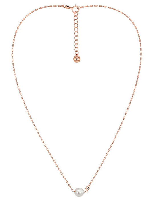 Morellato Necklace from Pink Gold Plated Steel with Pearls & Diamond