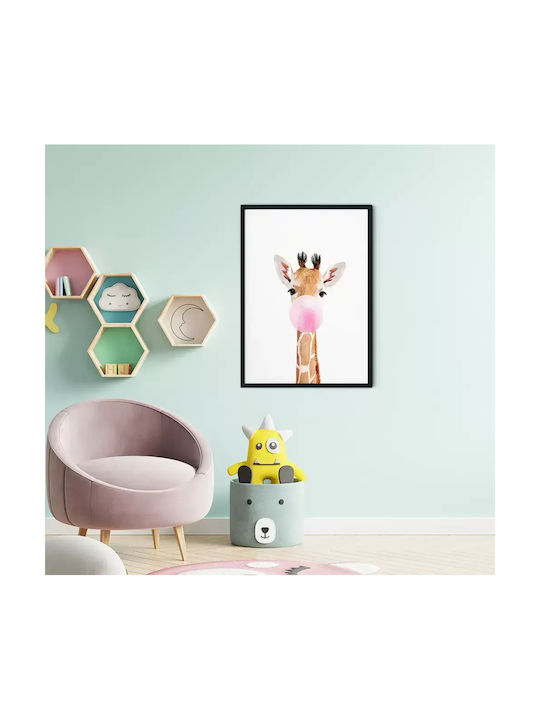 Kids Wall Art Bubble Gum with White Wooden Frame 40x50cm