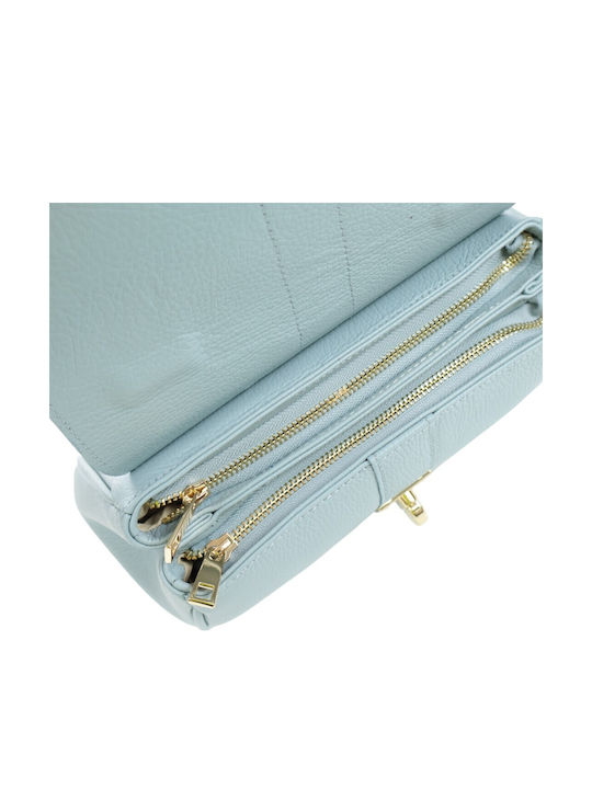 Damen-Ledertasche mit Klappe Light Blue
