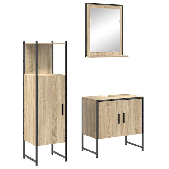 vidaXL Waschtisch Waschtisch ohne Waschbecken, mit Spiegel & Säule L50xB12xH60cm Braun