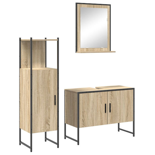 vidaXL Waschtisch Waschtisch ohne Waschbecken, mit Spiegel & Säule L50xB12xH60cm Coffee