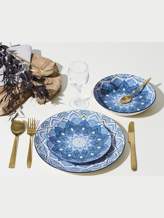 HowHomely Albastru Porțelan Set de Vase 12buc