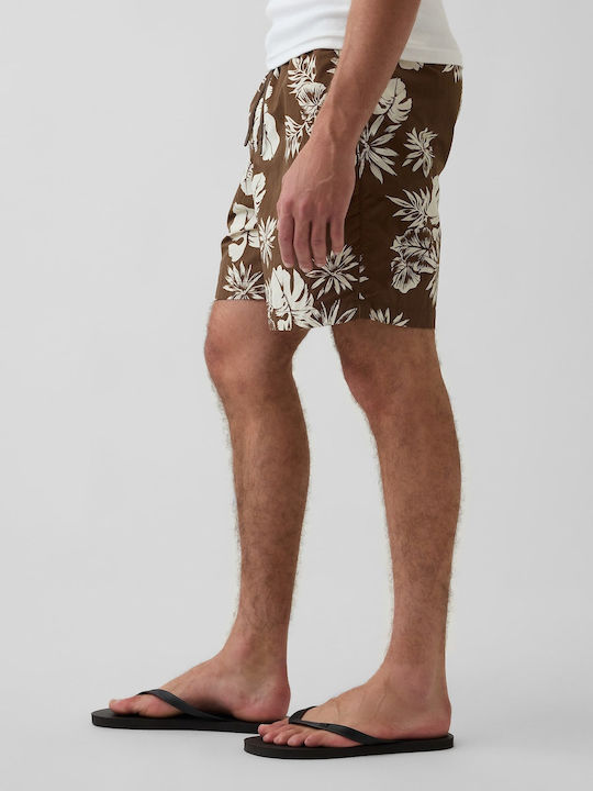 Men's Swimwear Shorts Brown Floral Floral